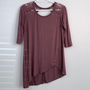 Red by BKE Dark Pink Long Sleeve Back Lace XS